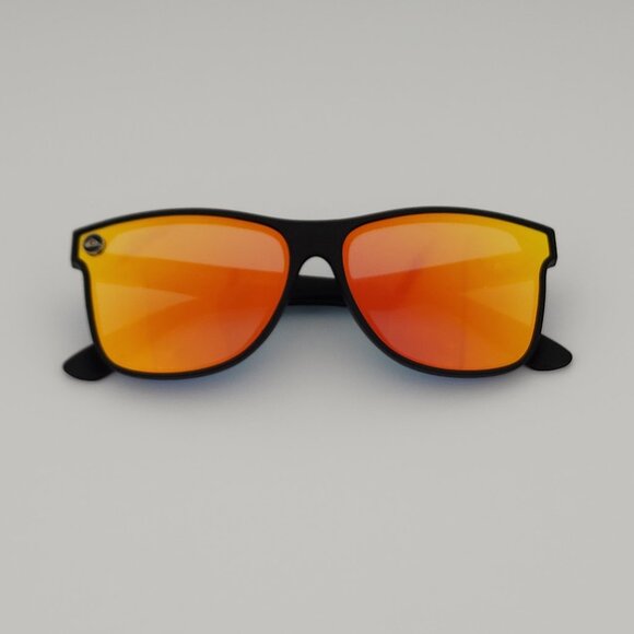 Quiksilver Round Flat Lens Sunglasses Matte Black Frame Orange Mirror Lens Q30 - Picture 6 of 13